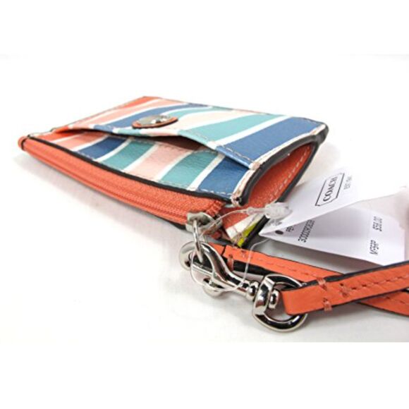 Coach Peyton Multi Stripe Id Skinny Wallet Wristlet F51209 Multicolor/silver - Picture 8 of 8